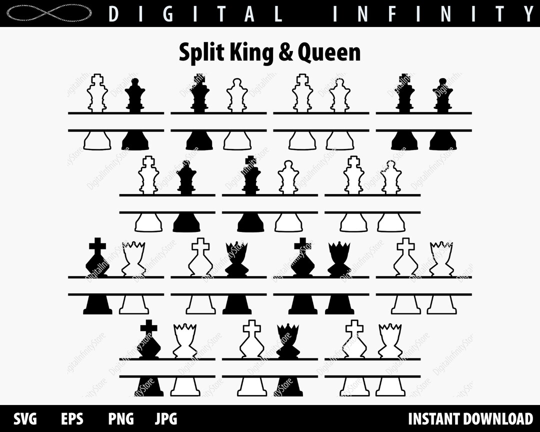 SPLIT KING Svg, Split QUEEN Svg, Split King and Queen Svg, Files for