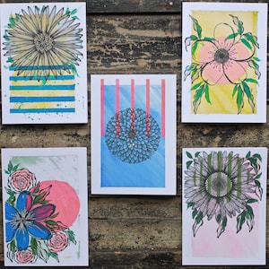 5 Blank Floral Cards 11- Padgettcovidart
