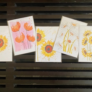 5 Blank Watercolor Art Printed Notecards 33- Padgettcovidart