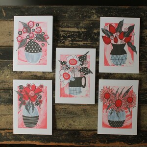 5 Blank Floral Cards 22- Padgettcovidart