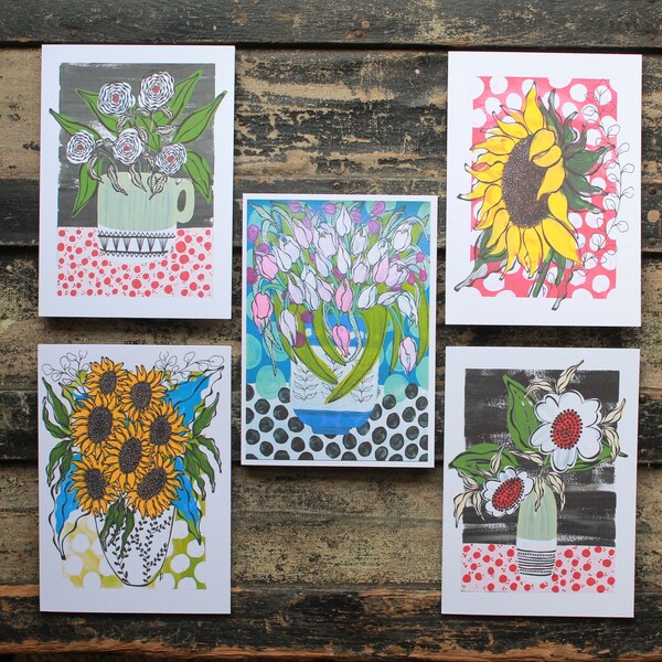 5 Blank Floral cards XXVI- Padgett Covid Art