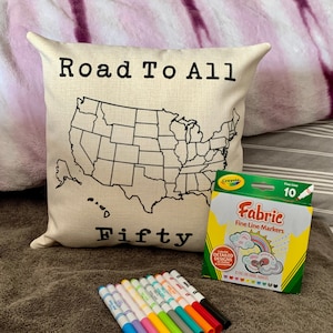 Track Your USA Travels - Kids Travel Pillow Cover - Camper RV Gift - National Park Tracker - Road Trip pillow sham