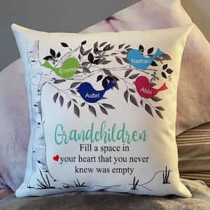 Personalized Grandchildren pillow cover with grandkids names - Custom throw pillow for Grandparent - Family Tree Gift for Grandma -Nana gift