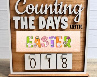 Easter Countdown Sign with removable plates for events, holidays, Seasons, home decor