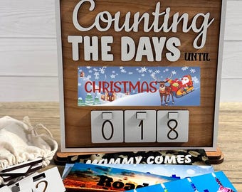 Christmas Countdown Sign, Holiday Count Down Calendar, Counting The Days To Santa