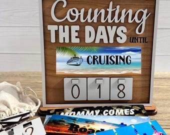 Cruise Countdown Sign, Cruising Gift, Reusable Count Down Calendar for Vacations, Holidays, Seasons