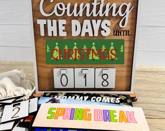 Christmas Countdown Sign, Holiday Count Down Calendar, Counting The Days Christmas with Interchangeable Plates