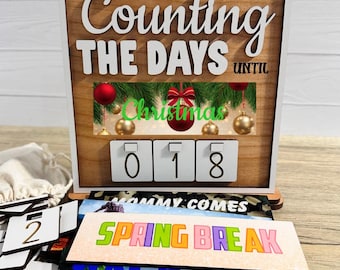 Christmas Countdown Sign, Holiday Count Down Advent Calendar, Counting The Days to Santa