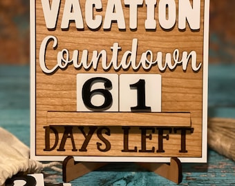 Vacation countdown sign, Family Trip calendar, Gift for families and kids, Get away tracker