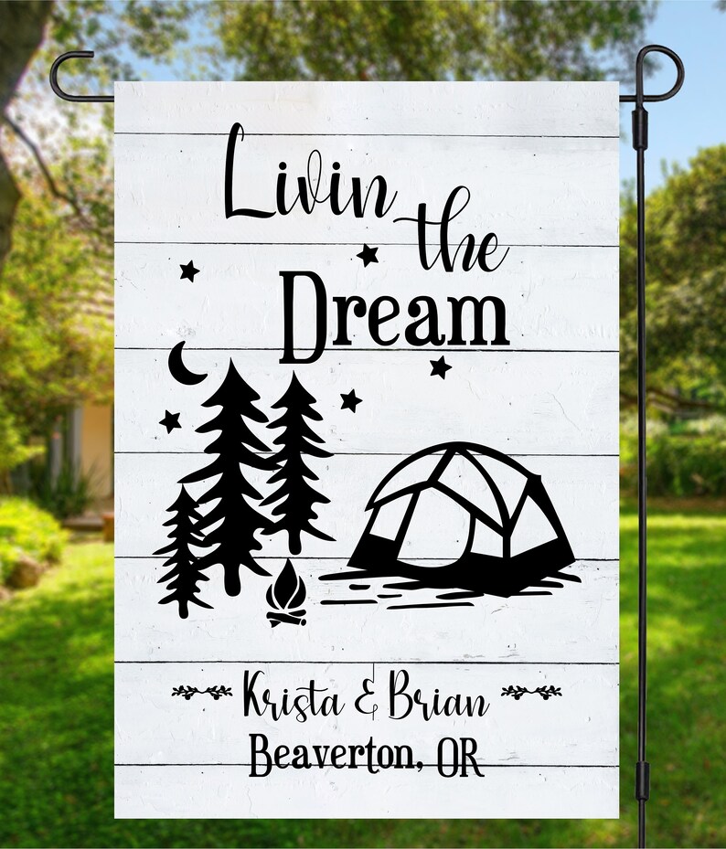 Custom Camping Flag Personalized Campsite Sign Camping Etsy