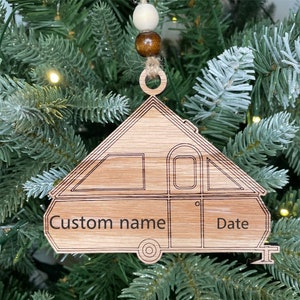 Custom class A Frame popup Camper Holiday tree ornament, Personalized A Frame popup Camper Christmas decor, RV camping in style gift