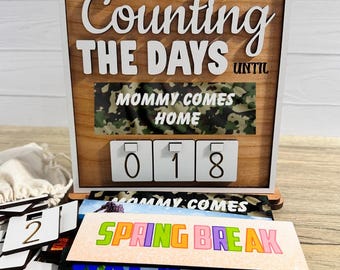 Deployment Countdown Sign, Military Mom Homecoming Calendar, Interchangeable Plates for Holidays & Events