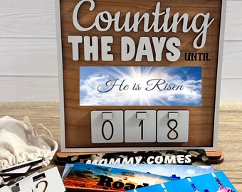 Easter Countdown Sign, He Is Risen Holiday Decor, Interchangeable Plates, Family Keepsake