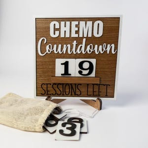 Cancer Treatment countdown sign with stand - Chemo tiered tray free standing sign - cancer warrior gift - No one fights alone cancer fighter