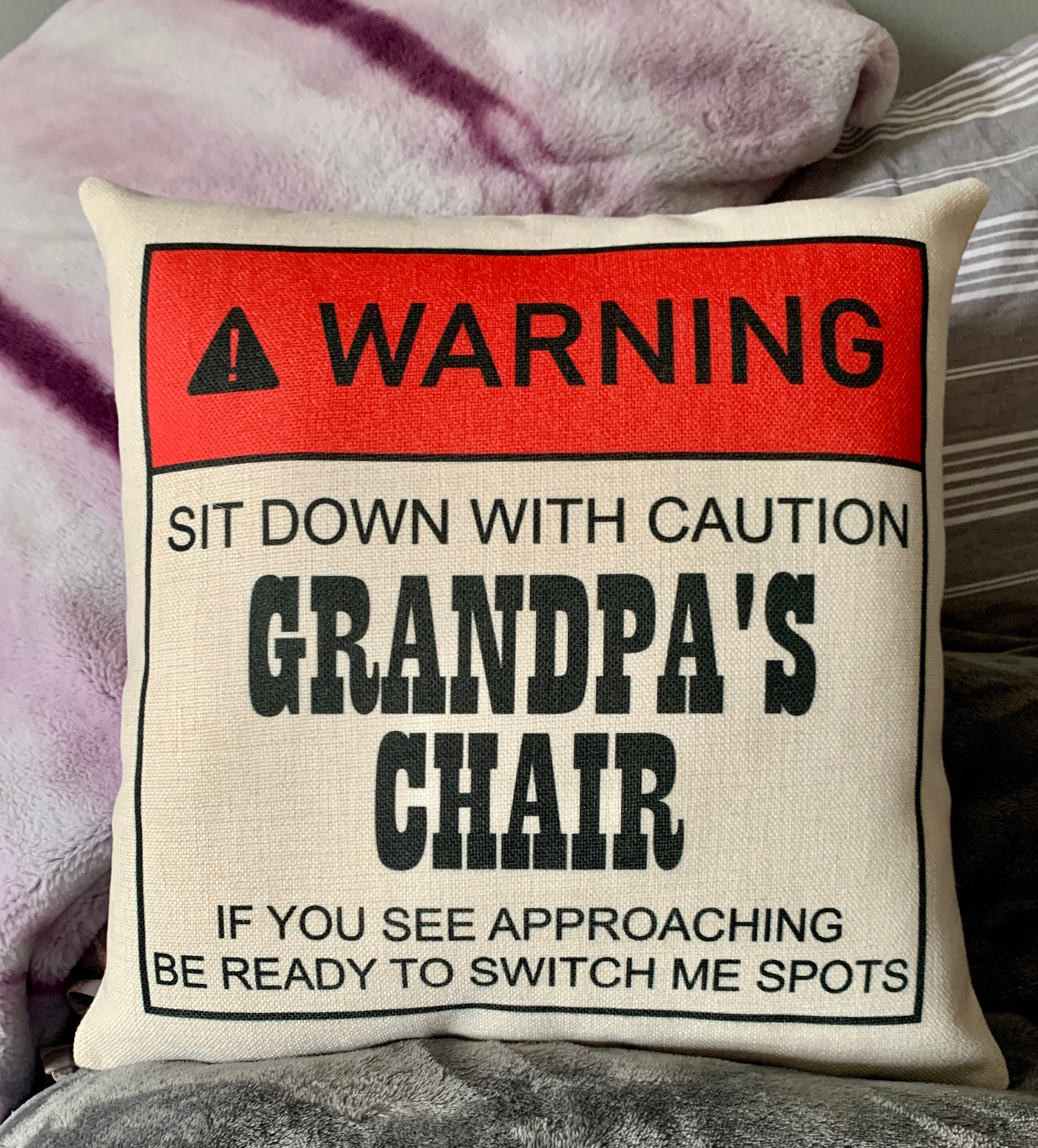 Spot Saver Recliner Pillow Warning Dads Spot Custom Pillow Etsy