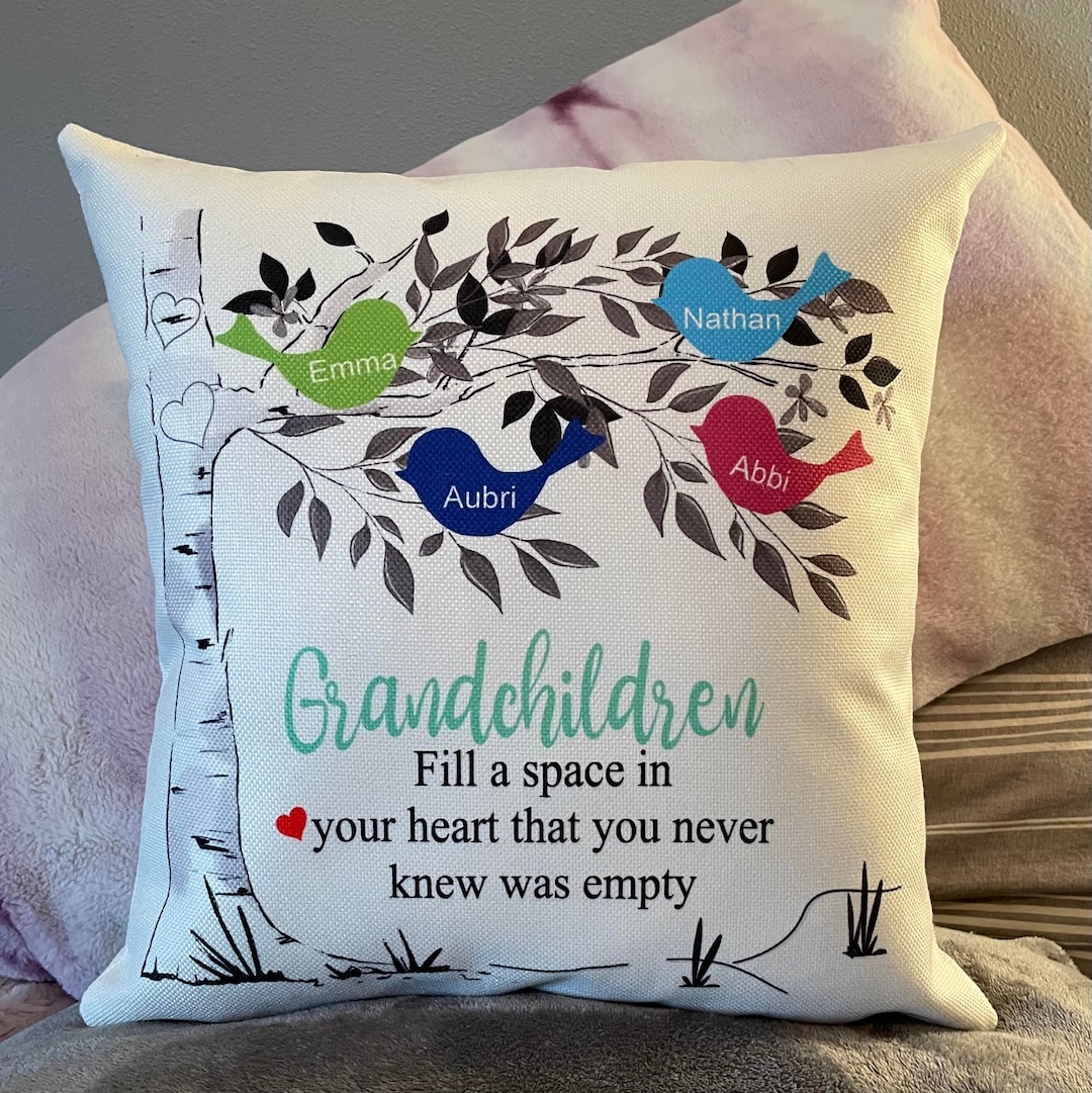 Personalized Grandchildren Pillow Cover With Grandkids Names Custom