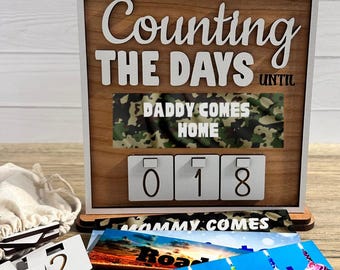 Deployment Countdown Sign, Military Dad Homecoming Calendar, Interchangeable Plates for Holidays & Events
