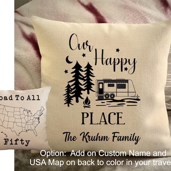 Happy Camper Pillows Etsy