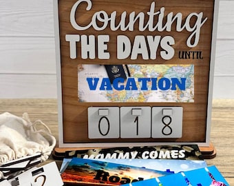 Handmade Wood Countdown Sign, Vacation Count Down Tracker, Holiday Personalized Calendar, Interchangeable Plates