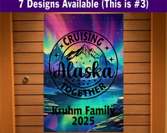 Personalized Alaskan Cruise Door Decor, Northern Lights Cruising Sign, Magnetic Alaska Decoration, Gift for Cruiser