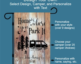 Camper Garden Flag, Custom Campsite Decor, Outdoor Gift for Travelers, Personalized Camping Gift