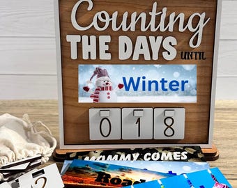 Winter Countdown Sign with Swappable Plates for Events, Holidays, Seasons, Home Decor