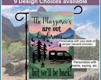 Personalized Campsite Decoration, Camper Garden Flag, Camper Decor, Camping Bachelorette, Camper Gifts, Camping Accessories, Van Life