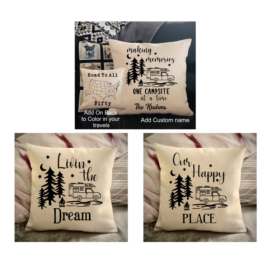 Personalized Pillow Camping Themed Pillows Pillow Case Pillow
