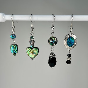 Blue Green Abalone Earrings