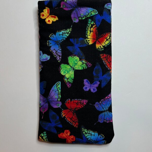 Jewel toned butterflies eyeglass case