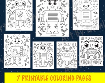 Download Pdf The Robot Coloring Book Etsy