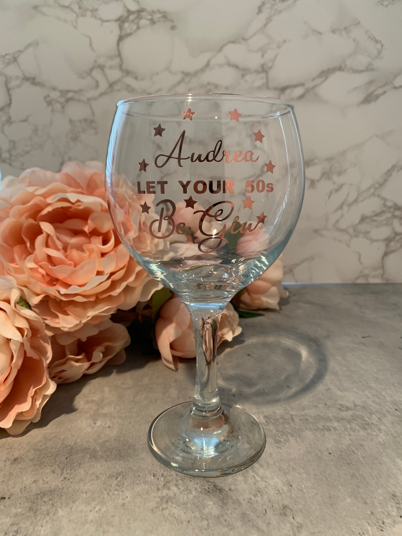 Gin glass / personalised gin glass / milestone gin glass / Etsy