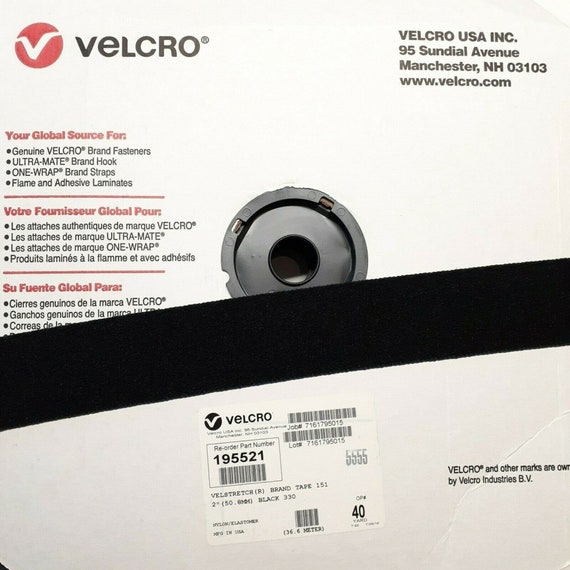 2 VELCRO® Brand VELSTRETCH® Elastomer Loop Side Only Black Strip Sold by  the Yard Uncut 