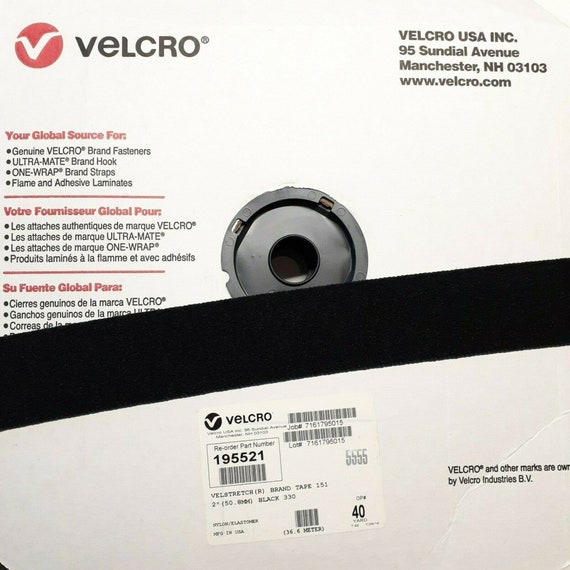 2 VELCRO Brand VELSTRETCH Elastomer Loop Side Only Black Strip