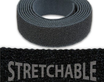 2" VELCRO® Brand VELSTRETCH® Elastomer Loop Side Only Black Strip- Sold by the Yard - Uncut