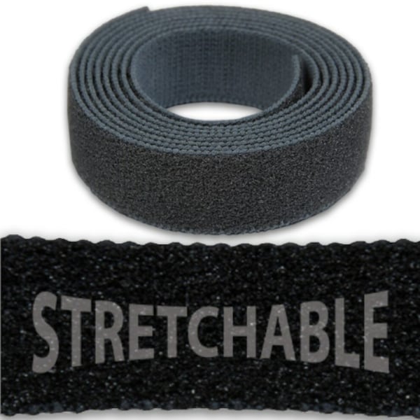 2" VELCRO® Brand VELSTRETCH® Elastomer Loop Side Only Black Strip- Sold by the Yard - Uncut