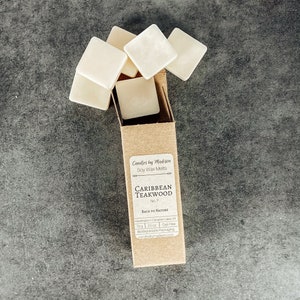 Caribbean Teakwood Scented Soy Wax Melts | Hand Poured | Natural Vagan Soy Wax | Plastic Free Biodegradable Packaging