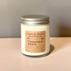 Oakmoss & Amber Soy Candle | Hand Poured | 8 oz | Natural Vagan Soy Wax