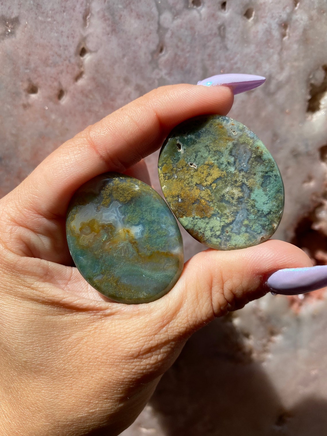 Moss Agate Worry Stone Moss Agate Natural Moss Agate | Etsy