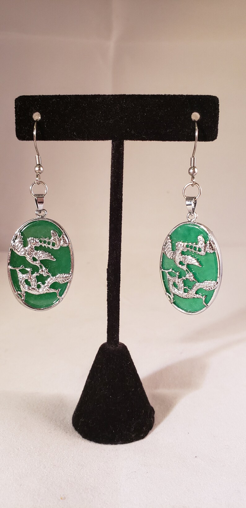 Jade-Drachen und Phoenix-Anhänger-Ohrringe | Etsy