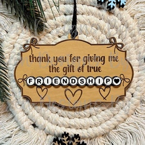 Adorno de pulsera de la amistad SVG láser, adorno de amistad verdadera, adorno de amigos de Navidad, adorno de mejores amigos