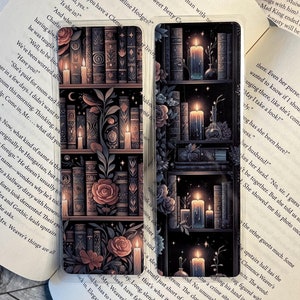 Dark Academia Bookmark, Library Bookmark, Bookmarks for Women, Bookshelf Bookmark, Cute Bookmark, Bookish Gift, Dark Floral bookmark