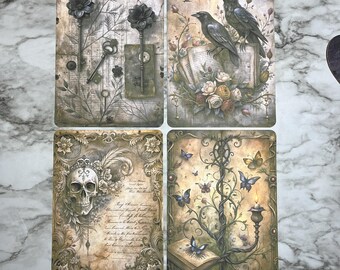 Gothic Kindle Insert, Floral Crow, Skull Key Designs