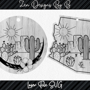 Desert Ornament Laser SVG-Datei Bundle von 2, Arizona, Weihnachten in der Wüste