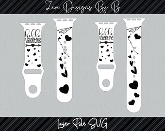 Valentines Watch Band Laser SVG File for Silicone Band