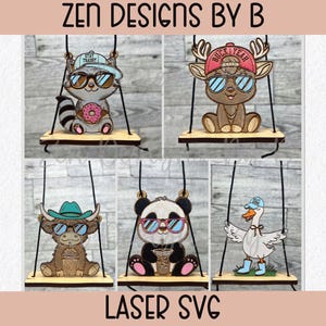 Animal Car Charm Laser SVG, Raccoon, Panda, Highland Cow, Goose, Buck Ornament
