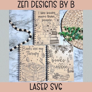 Book Lover Notebook Cover Laser SVG Bundle (Digital Download)