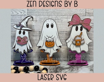 Ghost Friends Shelf Sitters, Halloween Laser SVG (Digital Download)