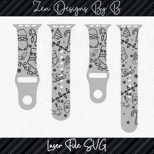 Christmas Doodles Watch Band Laser SVG File for Silicone Watch Band