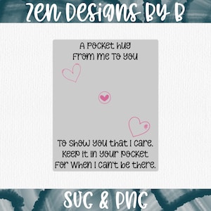 Pocket Hug Quote Template Printable File, Gift, Pocket Hug